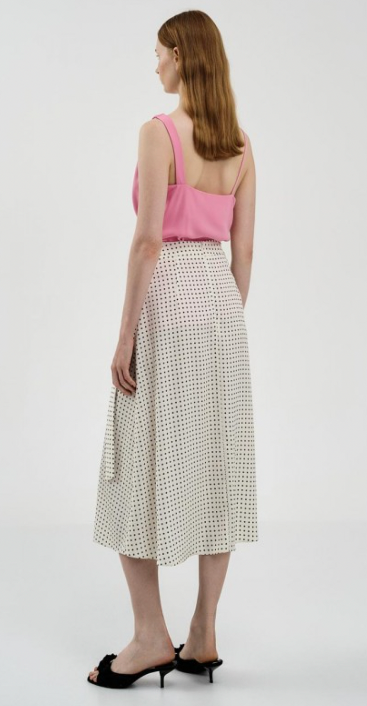 Access Fashion Off White Wrap Polka Dot Midi Skirt, 34-6023