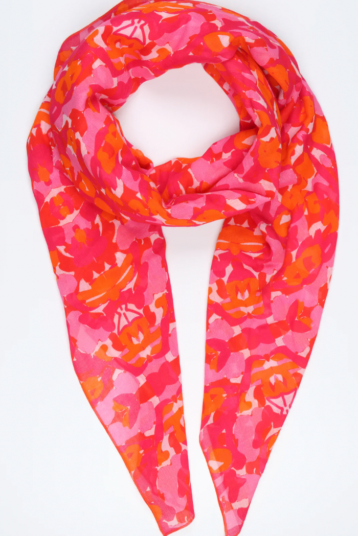 Ruby 67 Hot Pink Kaleidoscopic Abstract Print Scarf