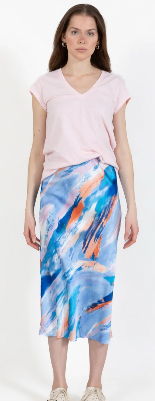 Coster Copenhagen Tie Dye Printed Skyler Satin Midi Skirt, CCH4507