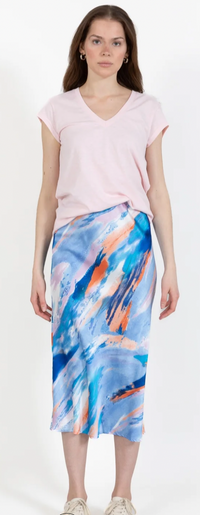 Coster Copenhagen Tie Dye Printed Skyler Satin Midi Skirt, CCH4507