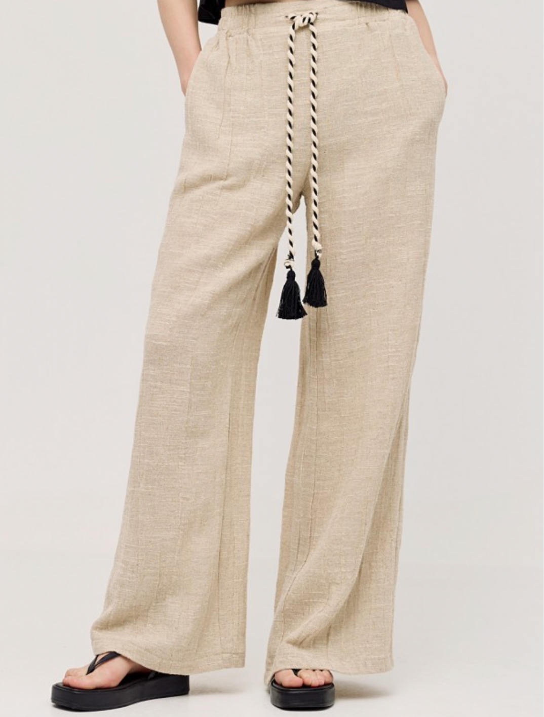 Access Fashion Sand Beige Wide Leg Linen Mix Trousers, 43-5163Access Fashion Sand Beige Wide Leg Linen Mix Trousers, 43-5163