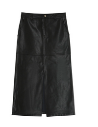 Grace & Mila Nory Black Faux Leather Midi Skirt