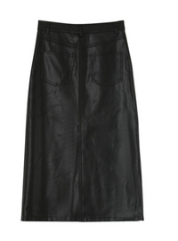 Grace & Mila Nory Black Faux Leather Midi Skirt