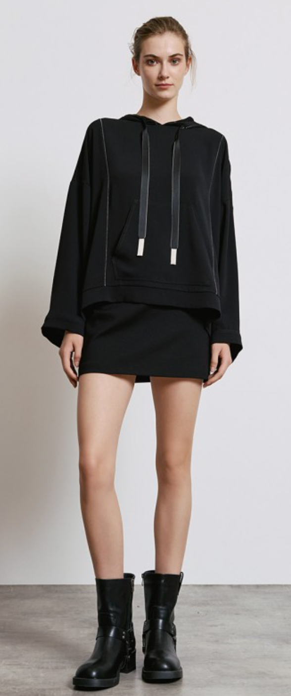 Access Fashion Black Sports Luxe Chiffon Hoodie, 44-2003