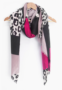 Ruby 67 Fuchsia Colourblock Leopard Print Scarf