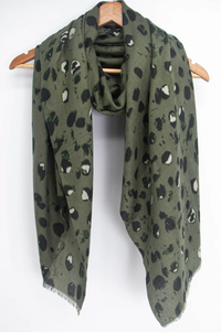 Ruby 67 Mia Khaki Leopard Print Scarf