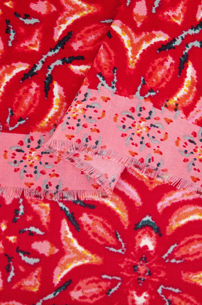 Ruby 67 Paulie Red Floral Mosaic Printed Scarf, 3196RE