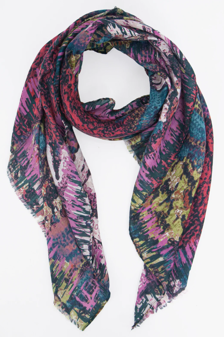 Ruby 67 Niomi Pink Painted Floral Print Scarf