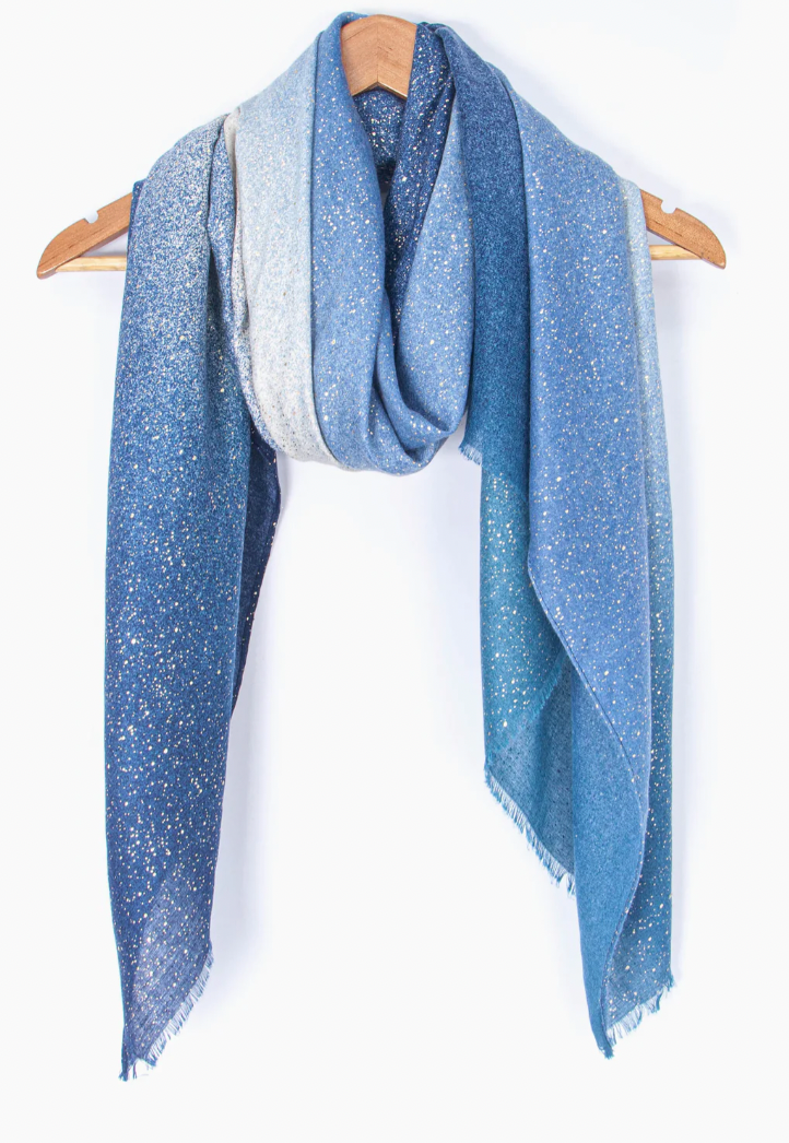 Ruby 67 Hattie Blue Ombre Foil Print Scarf