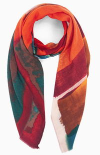 Ruby 67 Penelope Orange Watercolour Print Scarf