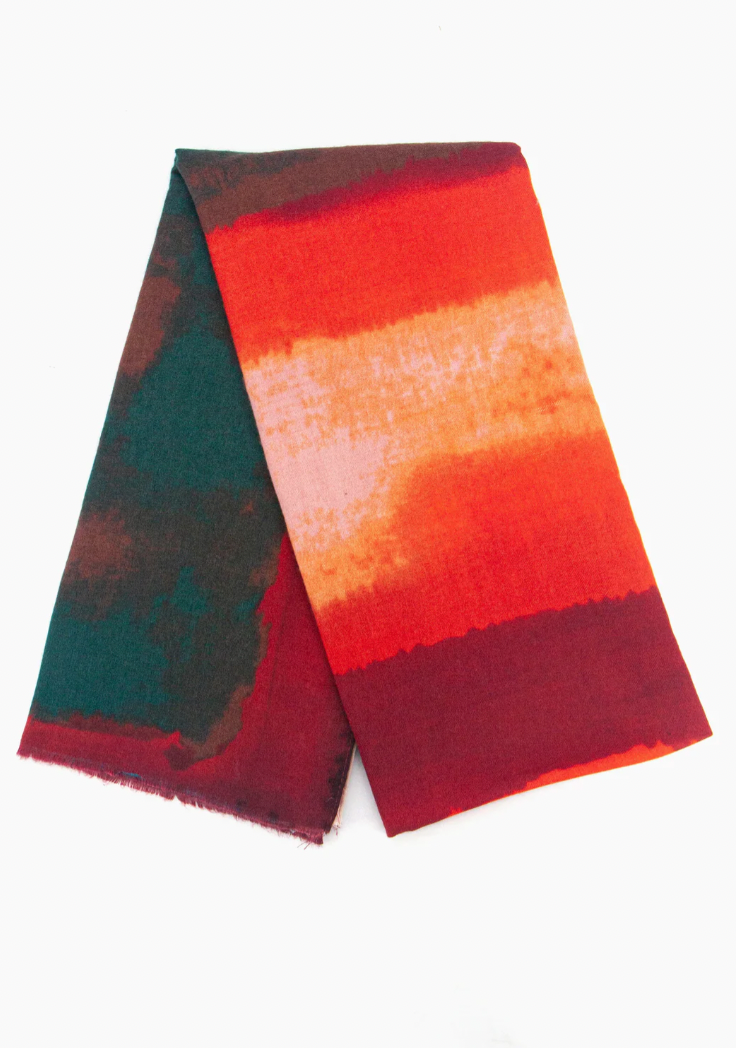 Ruby 67 Penelope Orange Watercolour Print Scarf