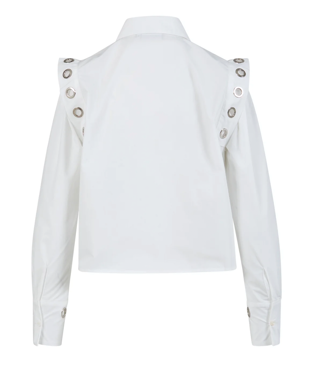 Coster Copenhagen White Cropped Shirt with Metal Detailing, 245-1555