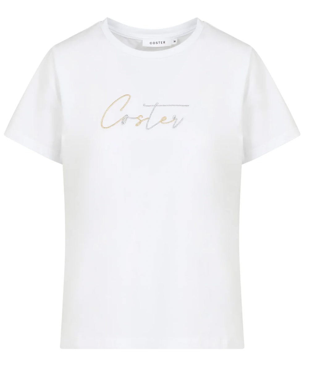 Coster Copenhagen White Embroidered Logo T-Shirt