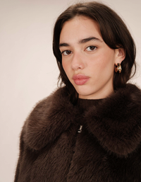 Grace & Mila Shonna Chocolate Brown Faux Fur Coat