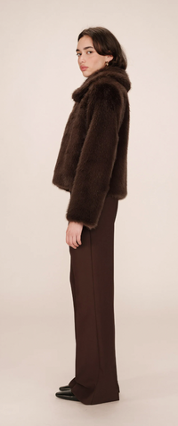 Grace & Mila Shonna Chocolate Brown Faux Fur Coat