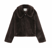 Grace & Mila Shonna Chocolate Brown Faux Fur Coat