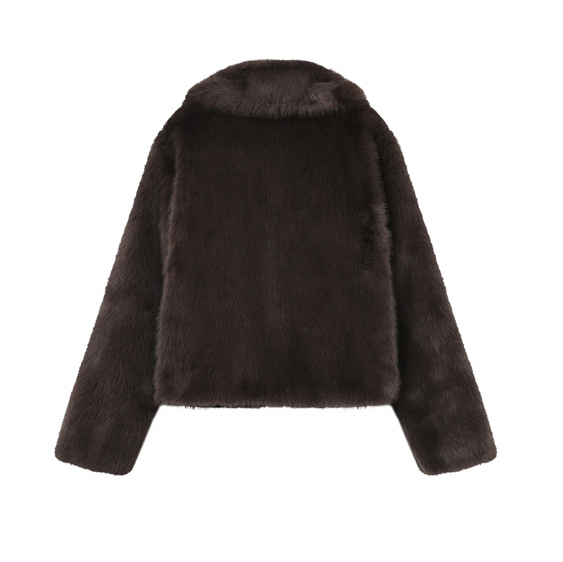 Grace & Mila Shonna Chocolate Brown Faux Fur Coat