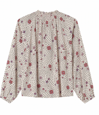 Grace & Mila Scarlett Ecru Burgundy Floral Tie Neck Blouse