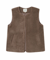 Grace & Mila Sinatra Taupe Brown Teddy Gilet