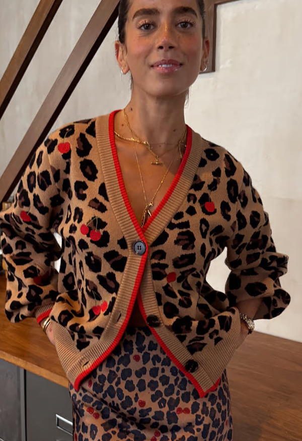 Never Fully Dressed Cherry Leopard Cardigan