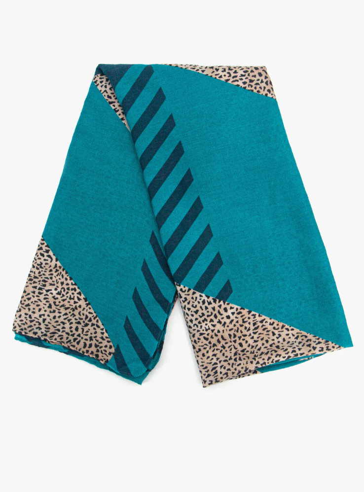 Ruby 67 Jodi Blue Animal Stripe Scarf