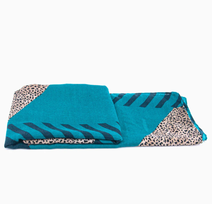 Ruby 67 Jodi Blue Animal Stripe Scarf