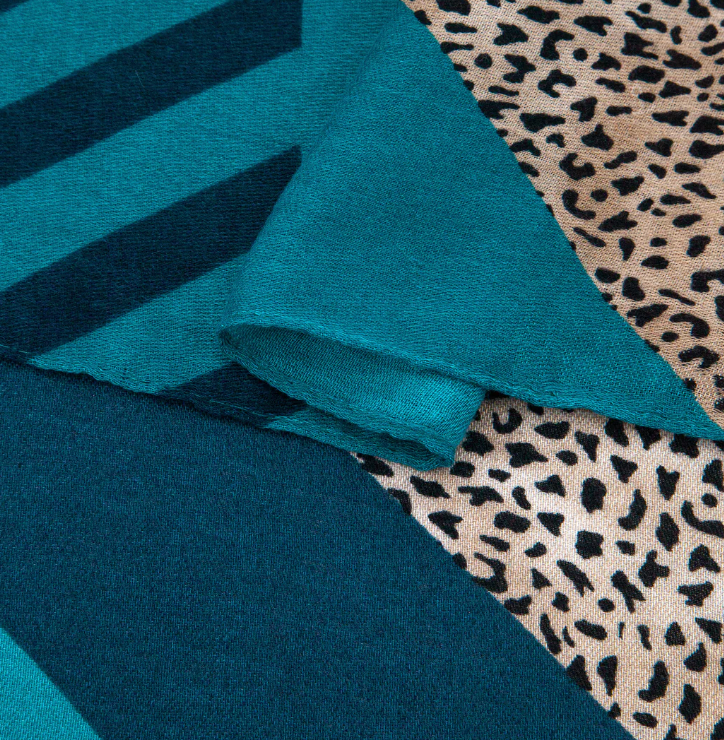 Ruby 67 Jodi Blue Animal Stripe Scarf