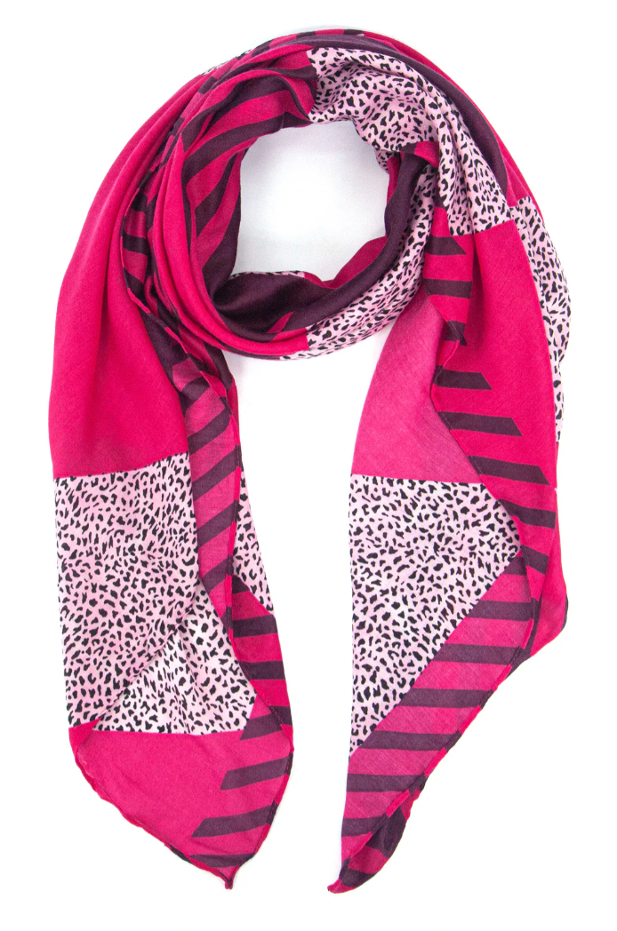 Ruby 67 Jodi Fuchsia Animal Stripe Scarf