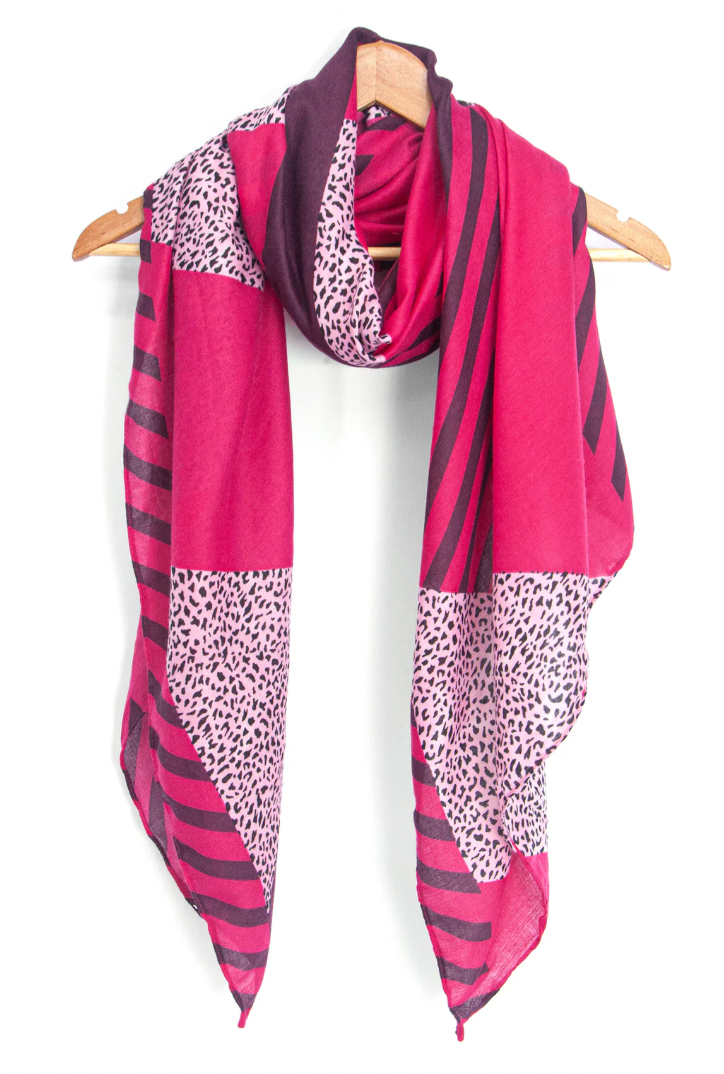 Ruby 67 Jodi Fuchsia Animal Stripe Scarf