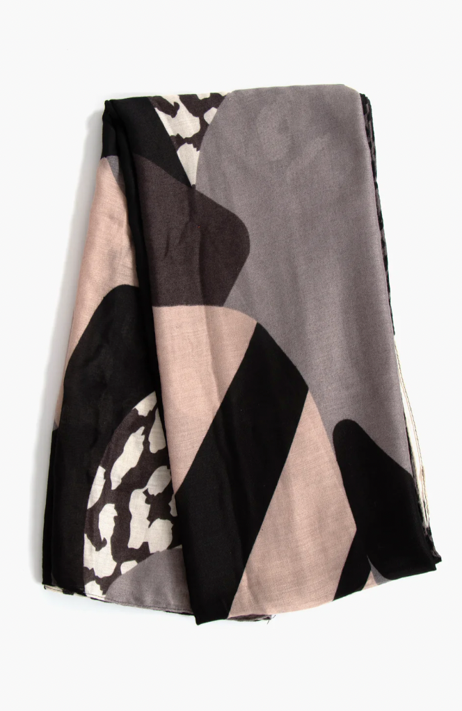 Ruby 67 Cara Grey Animal Colour Block Scarf