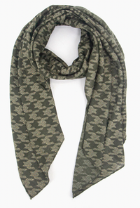 Ruby 67 Melody Khaki Houndstooth Foil Scarf