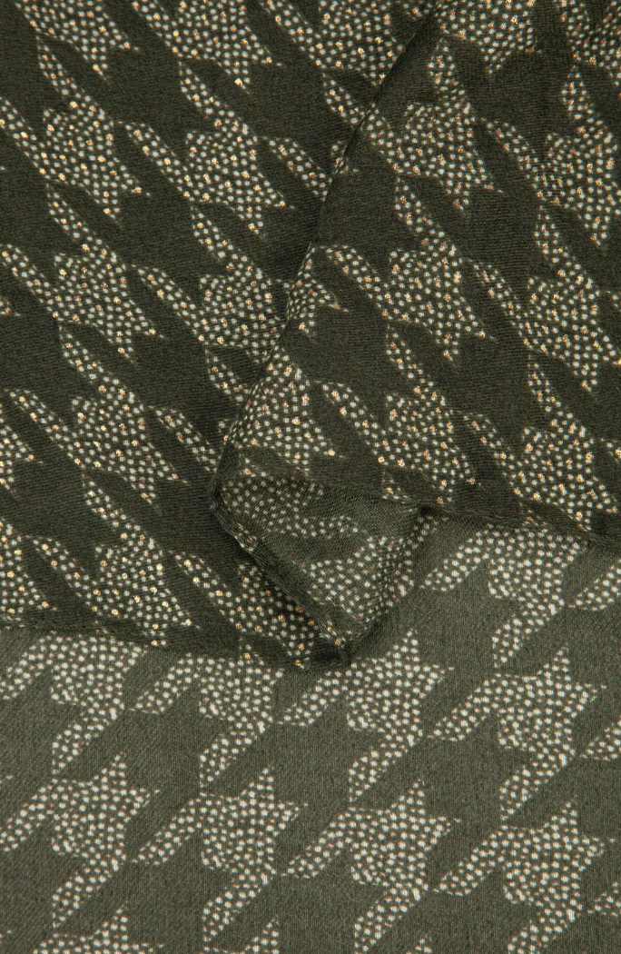 Ruby 67 Melody Khaki Houndstooth Foil Scarf