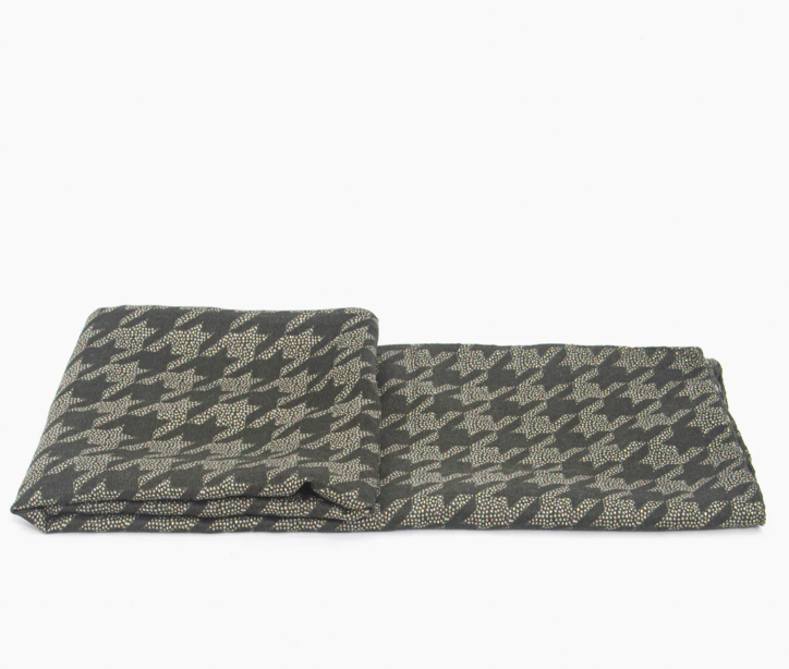 Ruby 67 Melody Khaki Houndstooth Foil Scarf