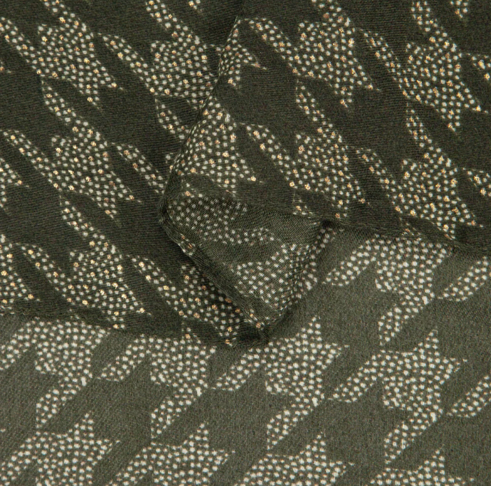 Ruby 67 Melody Khaki Houndstooth Foil Scarf