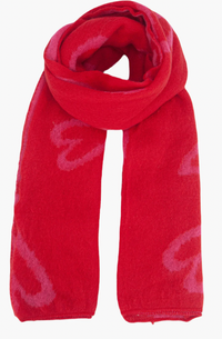 Ruby 67 Zuri Red/Pink Sketched Heart Print Knitted Scarf
