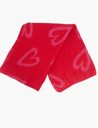 Ruby 67 Zuri Red/Pink Sketched Heart Print Knitted Scarf