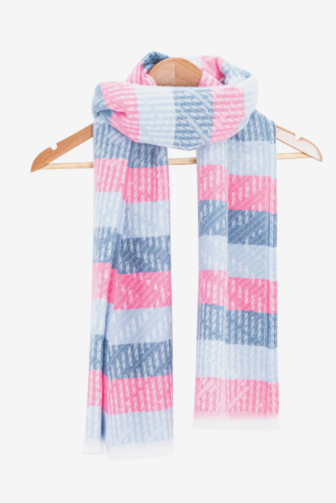 Ruby 67 Reed Blue/Pink Stripe Knitted Scarf