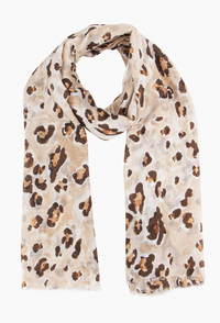 Ruby 67 Raya Neutral Leopard Print Scarf