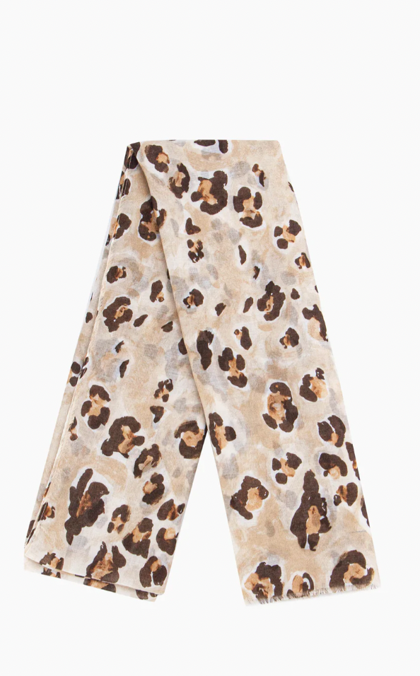 Ruby 67 Raya Neutral Leopard Print Scarf