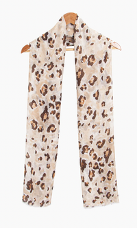 Ruby 67 Raya Neutral Leopard Print Scarf