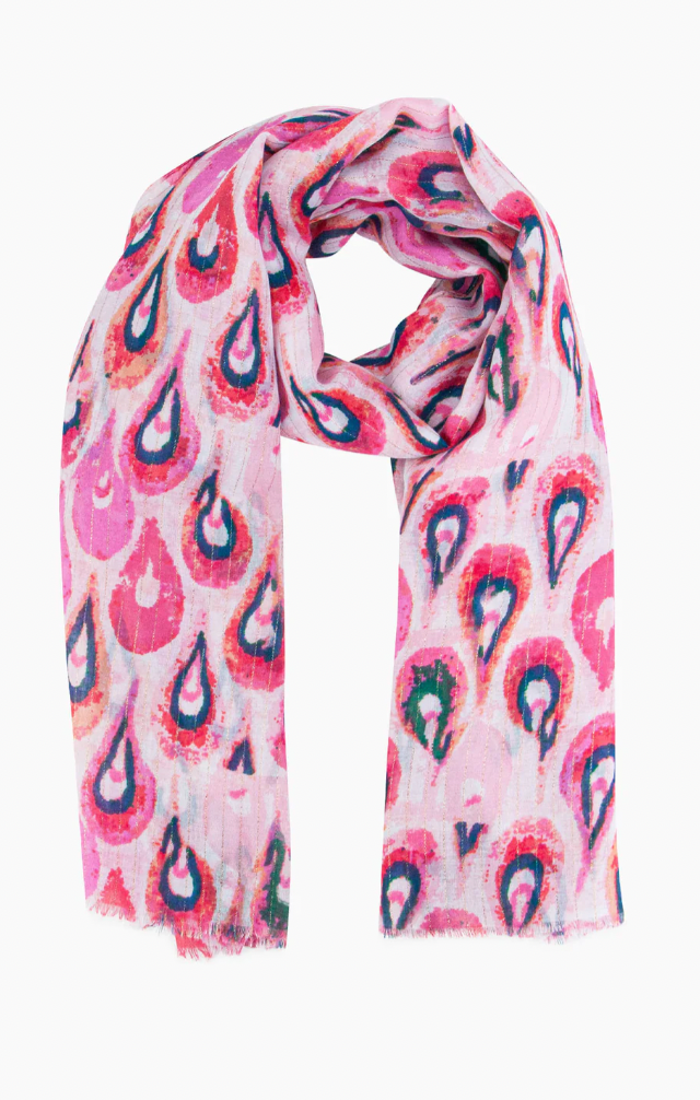 Ruby 67 AlderPink Teardrop Print Scarf