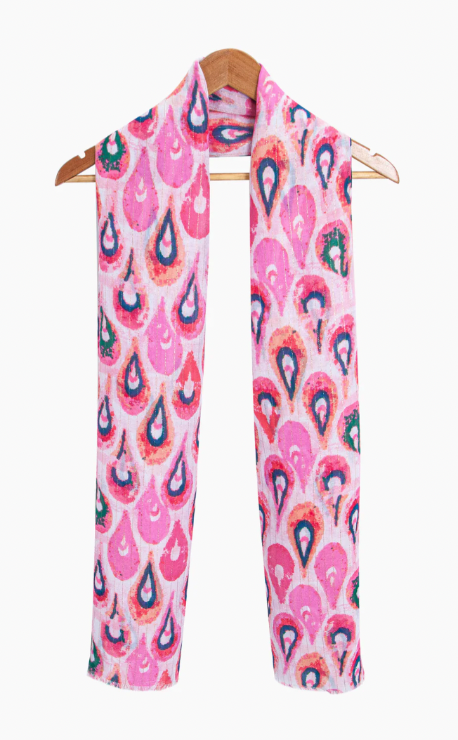 Ruby 67 AlderPink Teardrop Print Scarf
