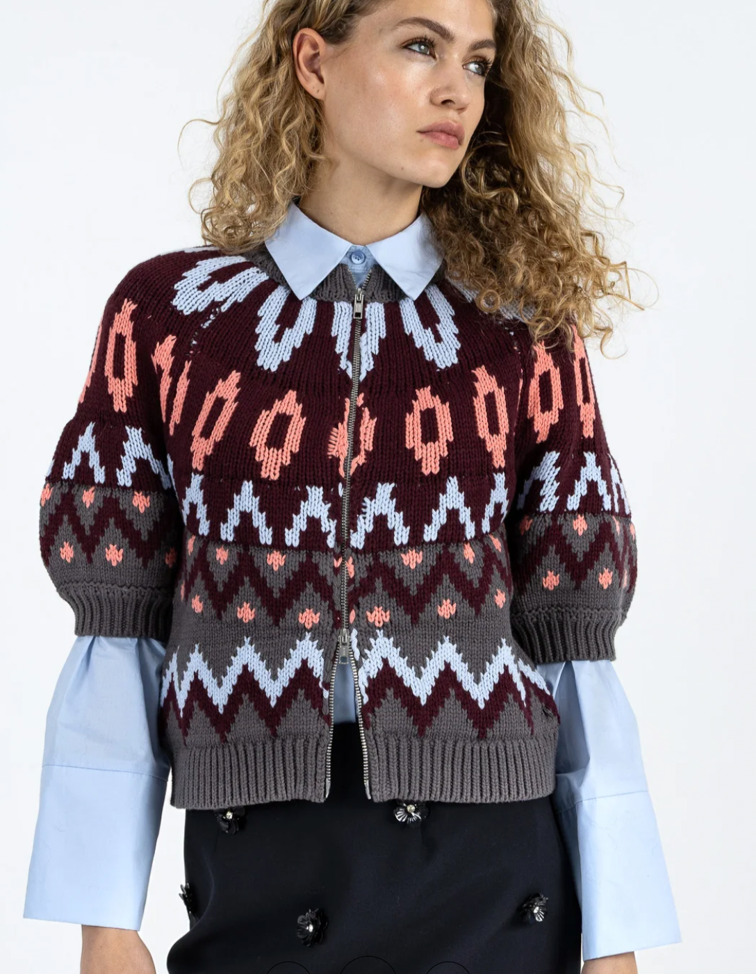 Coster Copenhagen Burgundy Knitted Zipped Cardigan Jacket