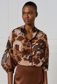 Access Fashion Chocolate Camel Oversized Leopard Blouse