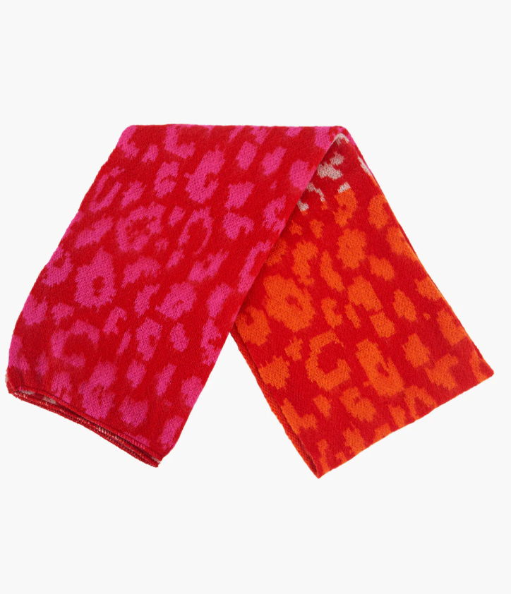 Ruby 67 Kyra Red Leopard Supersoft Knitted Scarf