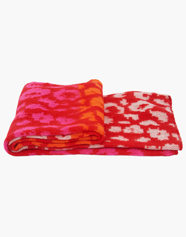 Ruby 67 Kyra Red Leopard Supersoft Knitted Scarf