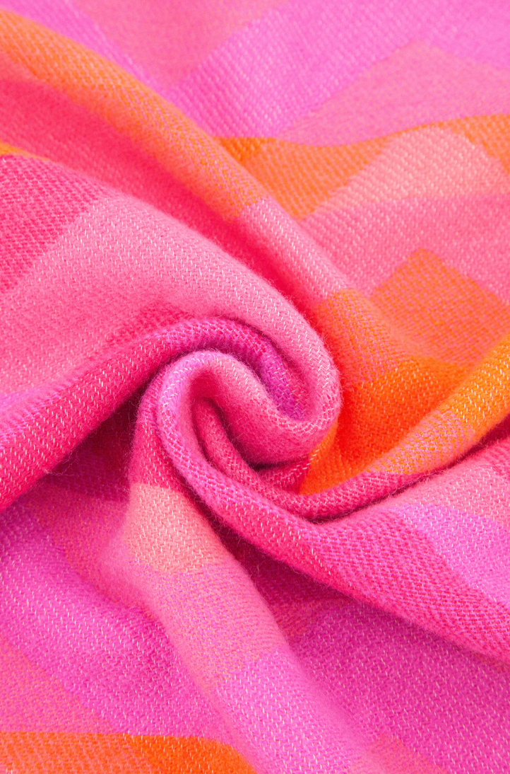 Ruby 67 Bowie Pink/Orange Zig-Zag Knitted Scarf