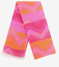 Ruby 67 Bowie Pink/Orange Zig-Zag Knitted Scarf