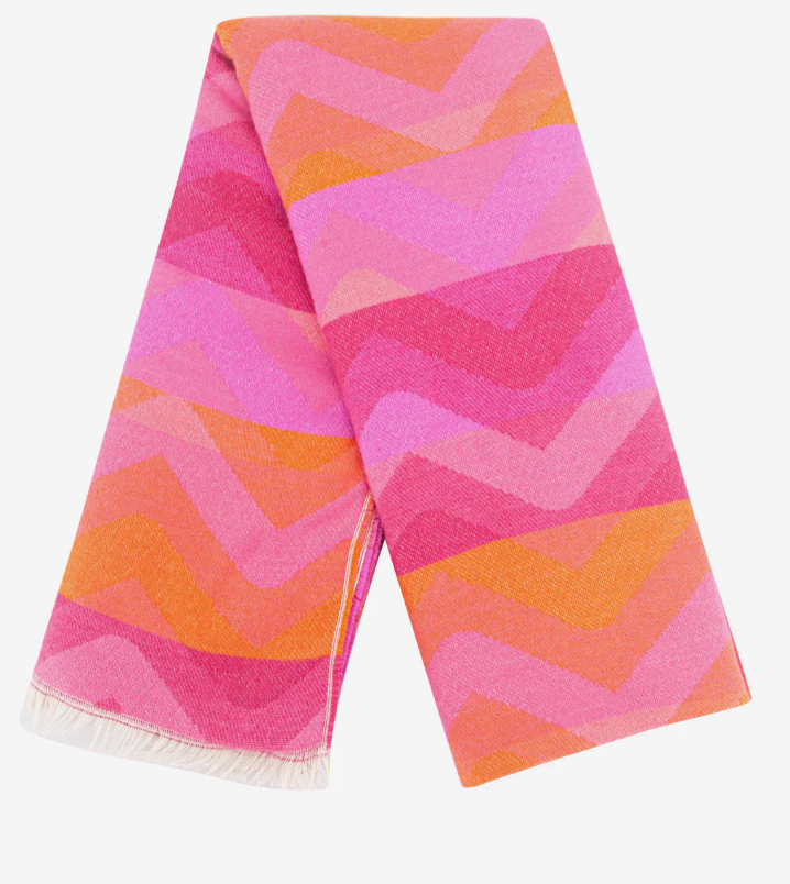 Ruby 67 Bowie Pink/Orange Zig-Zag Knitted Scarf