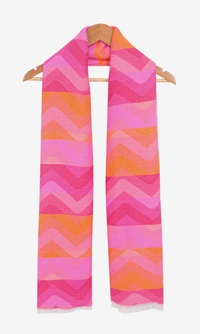 Ruby 67 Bowie Pink/Orange Zig-Zag Knitted Scarf